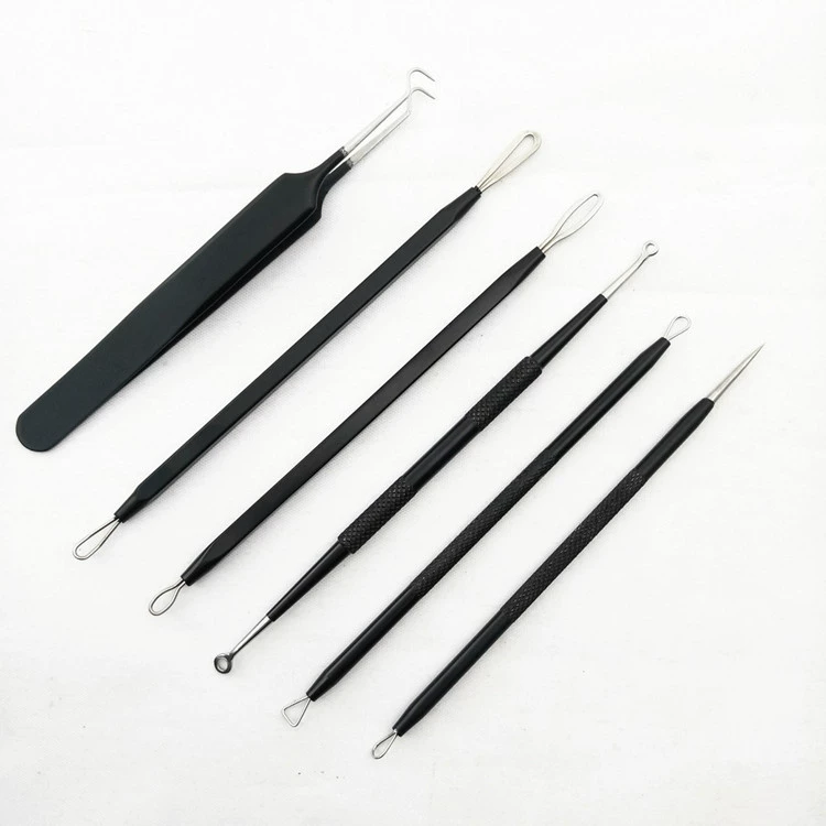 Blackhead Remover Set Kanuo, 6-piece stainless steel acne needle kit with case