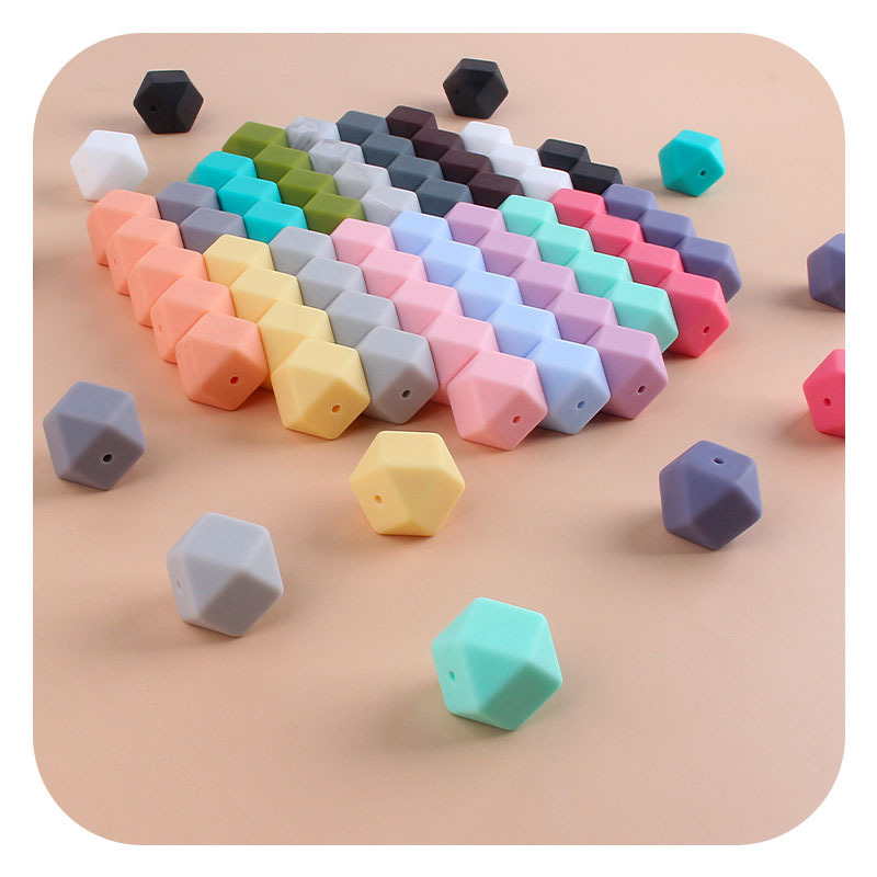 17mm cuentas de silicona octogonal molar juguetes suministros del bebé DIY teether pulsera collar cadena chupete accesorios la joyería
