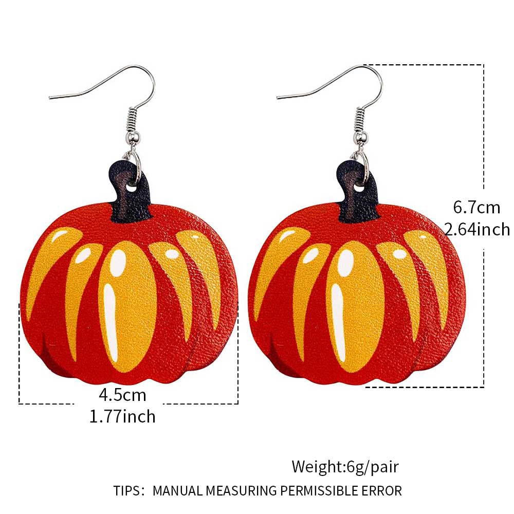 Fashion Pumpkin Pu Leather Printing Women's Drop Earrings 1 Pair display picture 4