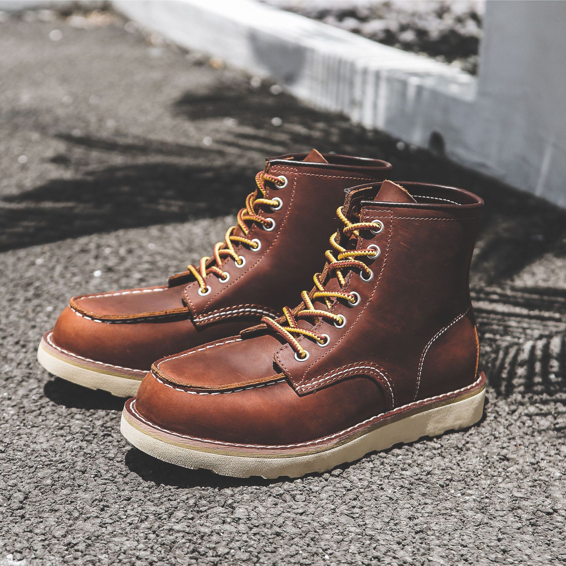 Title 45, Stivali Martin piatti slip-on retrò da lavoro d...