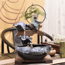 创意小型假山摆件流水盆景客厅办公室风水轮循环雾化加湿景观装饰