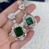 Fashionable artificial synthesized earrings, silver 925 sample