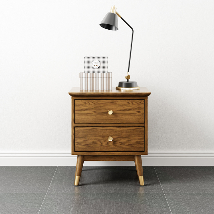 Light extravagance series furniture solid wood bedroom furniture brass hardware solid wood bedside cupboard