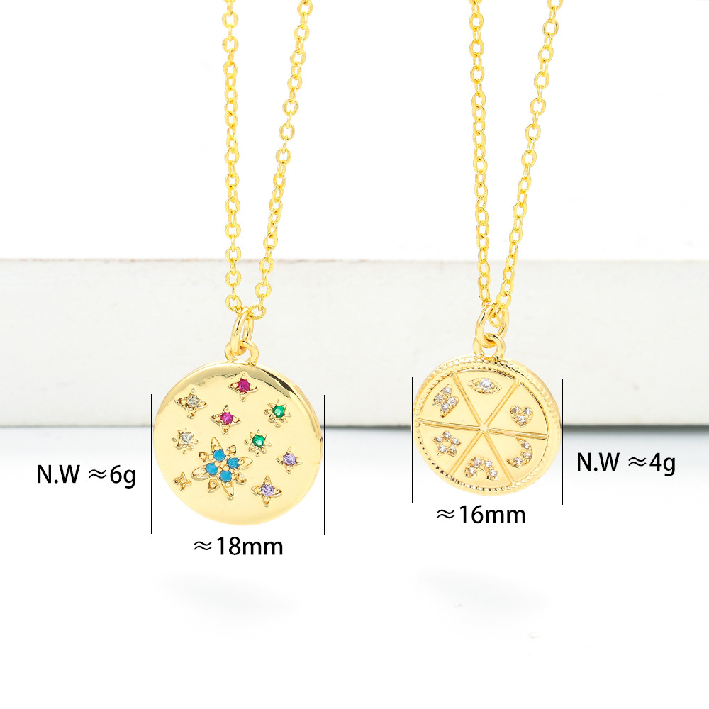 Simple Fashion Disc Diamond Star Pendant Clavicle Chain Necklace display picture 3