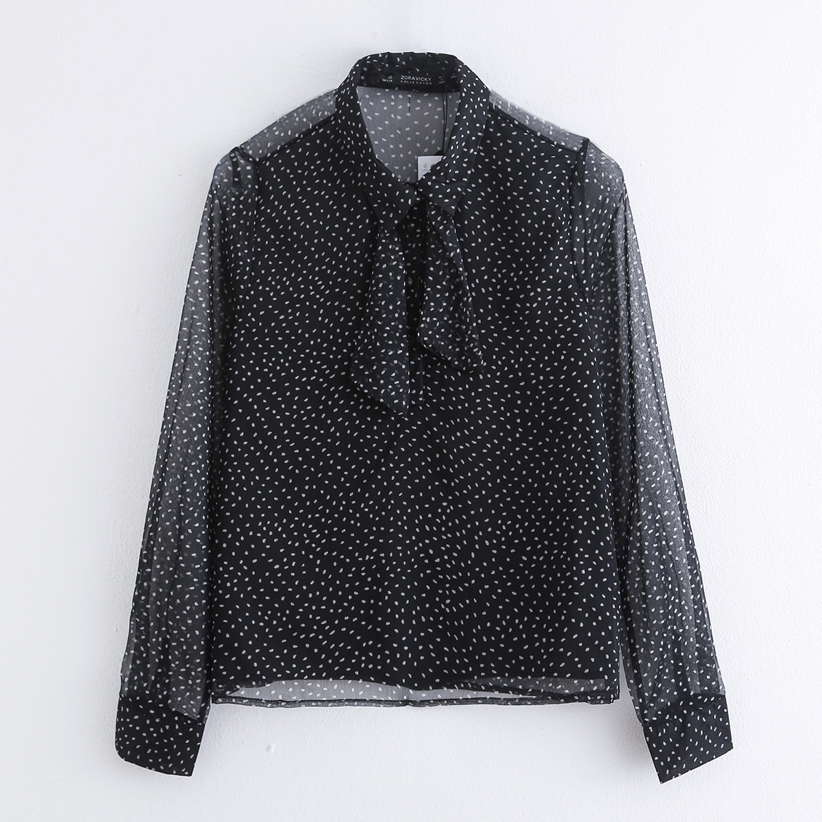 winter polka dot drape women s chiffon shirt   NSAM14891