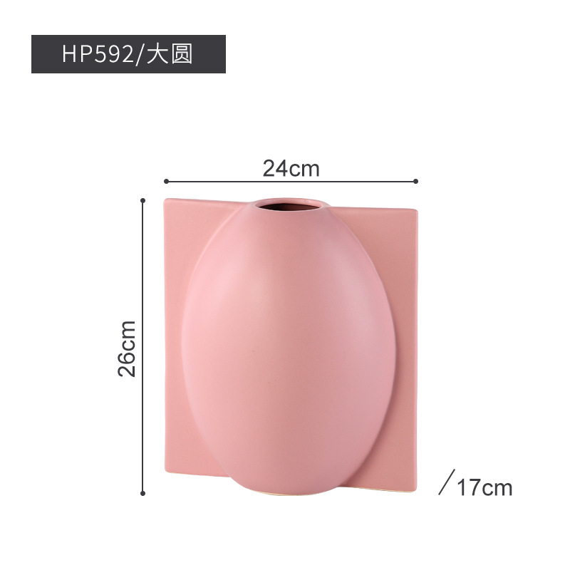 Nordic simple forma del molde florero de cerámica decoración color creativo artesanías diseñador decoración suave