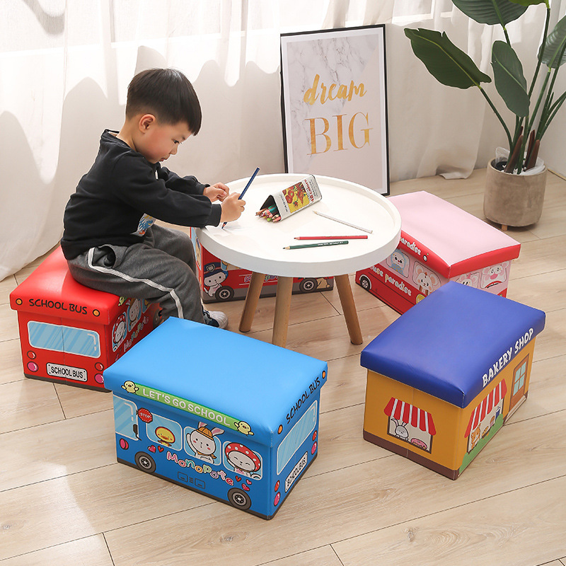 Cartoon bus, foldable storage system, capacious toy, storage box