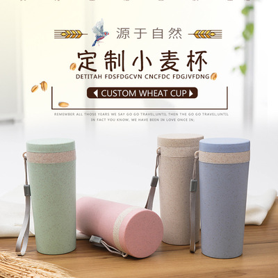 Wheat Straw double-deck vacuum cup originality heat insulation Water cup travel student Readily Cup Promotion gift logo