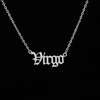 Glossy accessory, zodiac signs stainless steel with letters, necklace, pendant, chain for key bag 