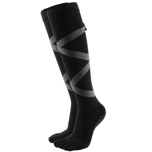 meikan beautiful strappy high toe socks, silicone non-slip sports socks for women, autumn and winter long full toe yoga socks