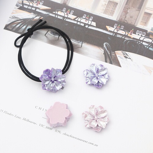 Resin small wrinkled chrysanthemum flower hair ring earring material diy handmade rubber band earrings hairpin hair accessories