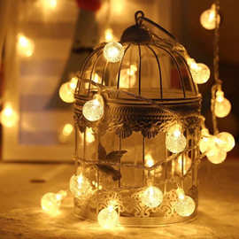 led气泡球水晶球灯串室内浪漫装饰彩灯 橱窗圣诞户外防水圆球闪灯