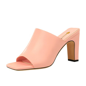82-6 han edition contracted sweet candy color cool slippers thick with high heels show thin tilefish mouth words and wom