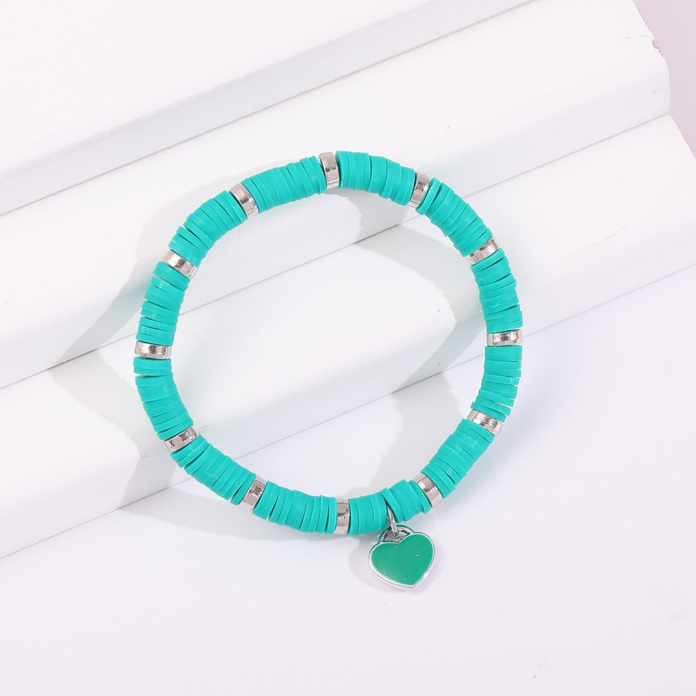 Fashion Love Pendant Soft Ceramic Bracelet Color Beach Bracelet Elastic Rope Bracelet Women's Beaded Bracelet Nihaojewelry display picture 9