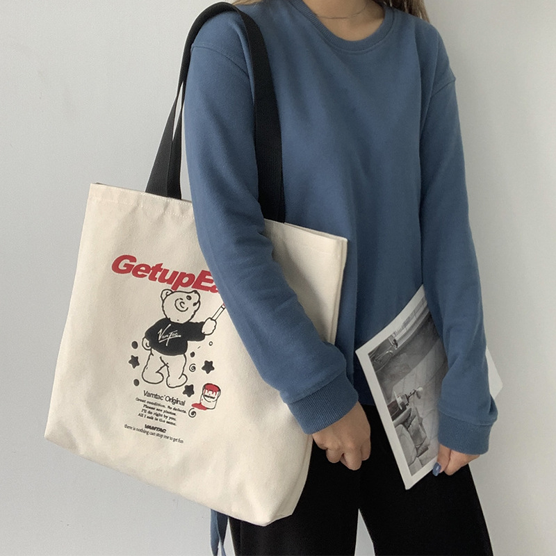 Estilo japonés Internet celebridad nueva bolsa de lona de gran capacidad hombro de las mujeres estilo coreano de moda retro Harajuku estudiante universitario bolsa de la escuela ins