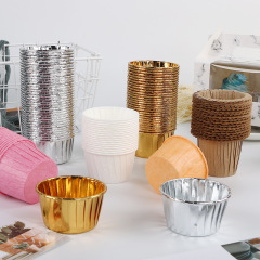 Disposable oil-proof baking cake paper cup high temperature resistant gold and silver curling muffin cup baking cake topper cup paper holder