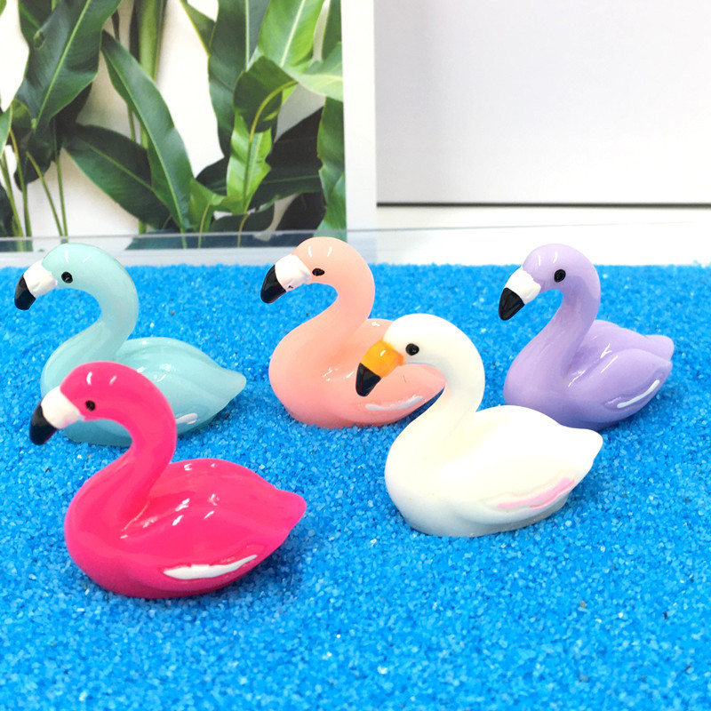 three-dimensional Flamingo Decoration Key pendant Pendant Micro Landscape diy Mobile Beauty resin parts swan