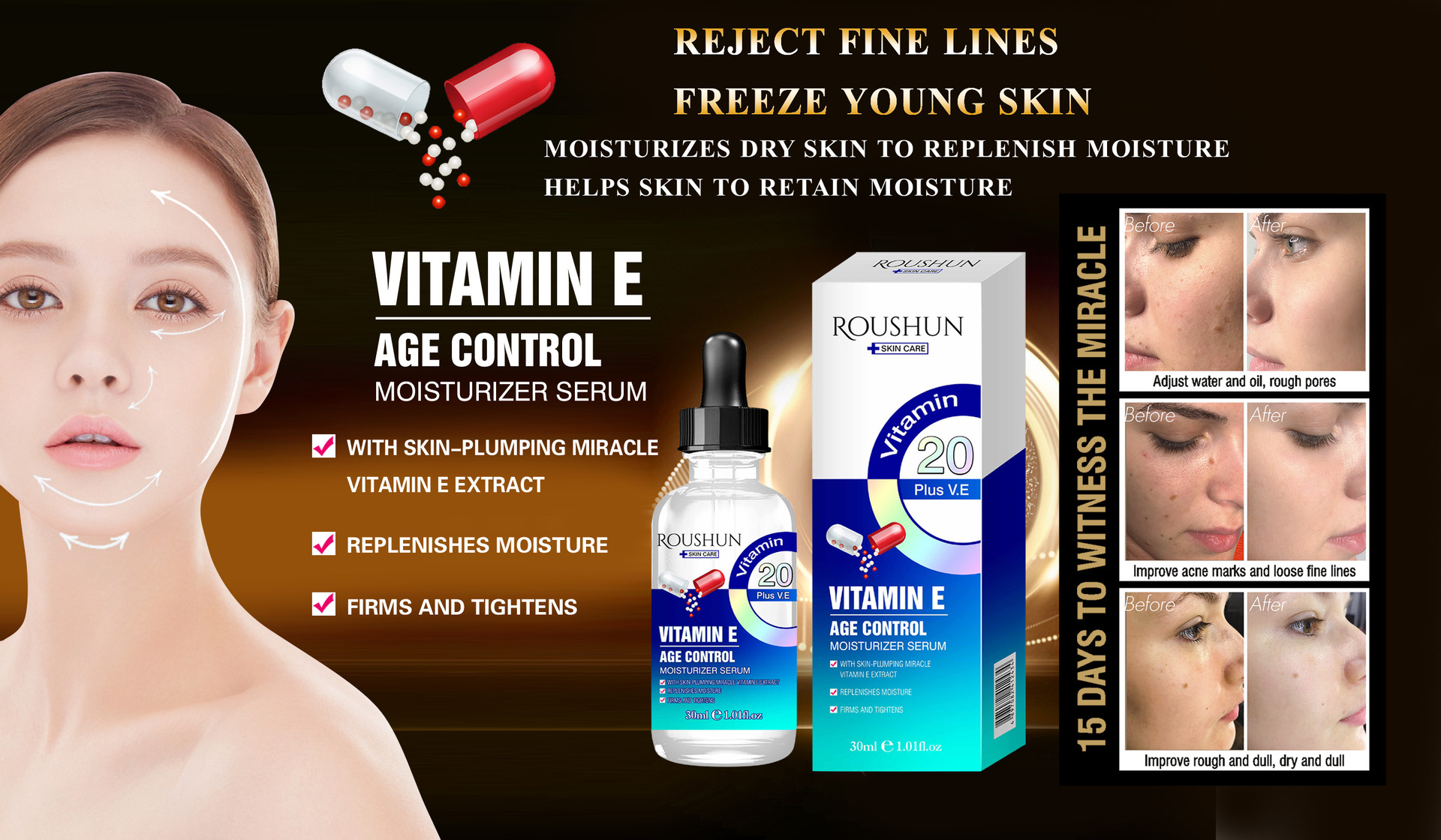 ROUSHUN Age Control Vitamin 20 Serum年龄控制维生素20精华液详情3