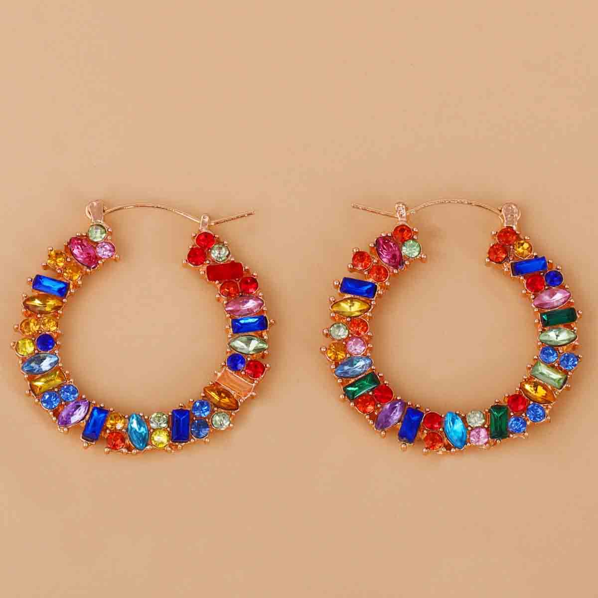 Diamond-studded Colorful Round Fashion Earrings display picture 6