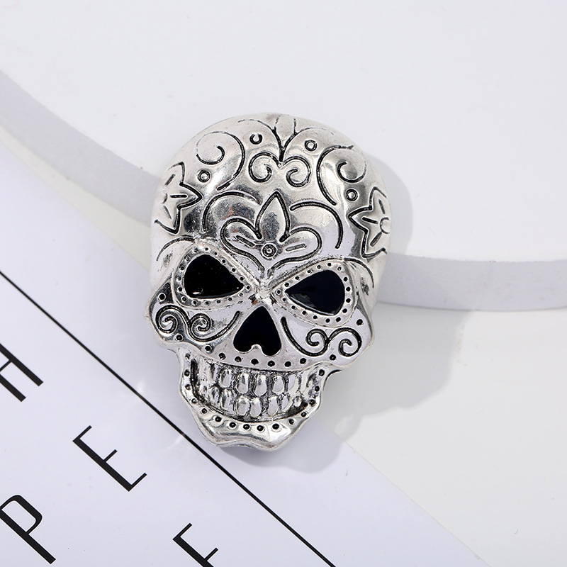 Retro Skull Alloy Enamel Artificial Diamond Unisex Brooches display picture 2