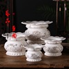 带炉围香炉古典佛教用品白瓷浮雕香炉插香炉描金莲花圆口香炉批发|ms