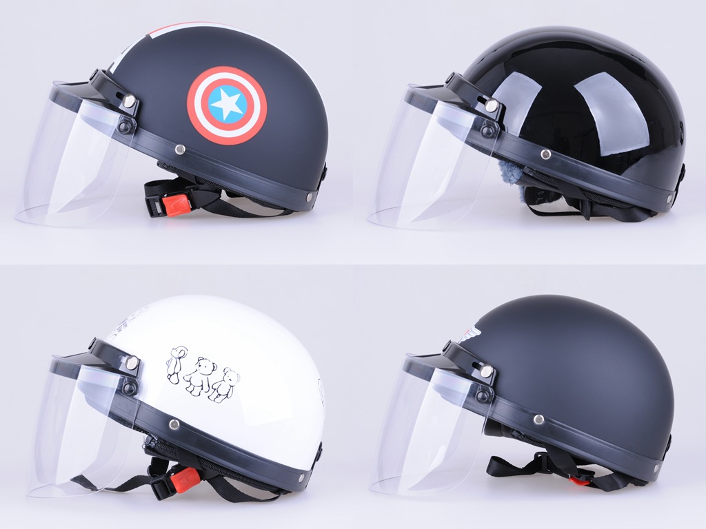 Cross-Border Motorcycle Electric Helmet for Men and Women, Cute Half Helmet, Lightweight with Neck Warmer, Safety Helmet, All-Season Hat