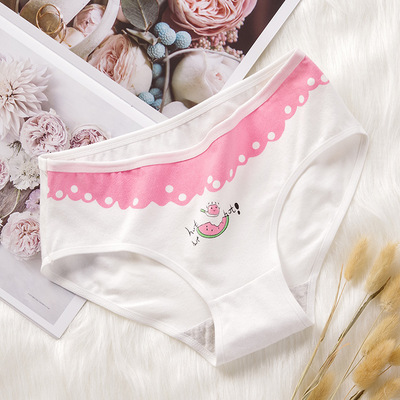 【热卖组合】新款纯棉抗菌少女内裤 可爱水果印花女士内裤批发