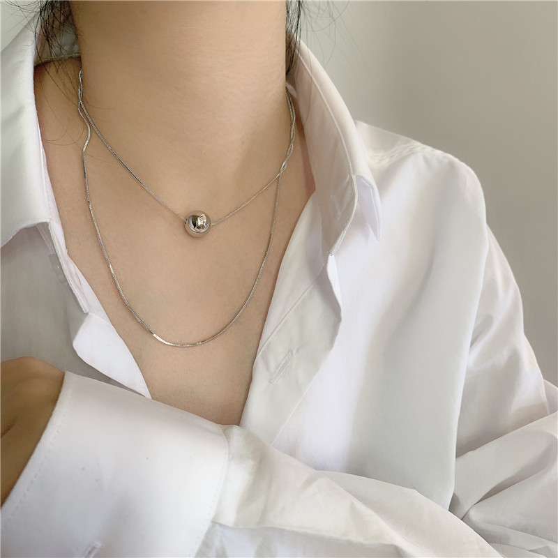 Simple Double Necklace Short Round Bead Necklace Clavicle Chain Neck Chain Choker Wholesale Nihaojewelry display picture 10