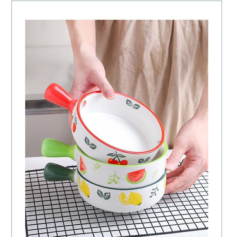 可爱少女烘焙焗饭碗盘创意早餐碗沙拉碗带手柄餐具北欧碗餐具