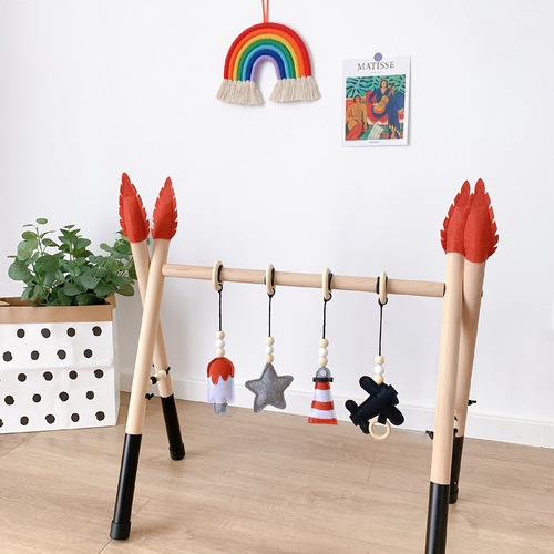 INS Decor Nordic Style Wooden Fitness Toy for Newborn Baby, Infant Fitness Frame, Children's Toy