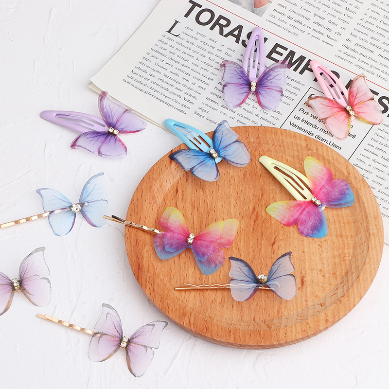 Korean  Children's Colorful Butterfly Bangs Word Clip Top Clip  Set display picture 1