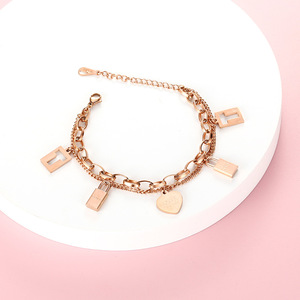 韩版夏季新款镀18k玫瑰金镂空锁头手链网红同款饰品厂家批发