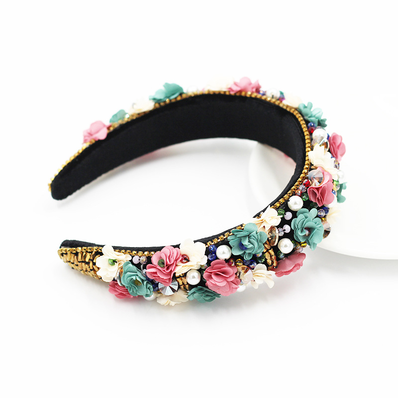 New fashion flower diamond headband dance party bride hair accessories for ladies elegant headbandpicture4
