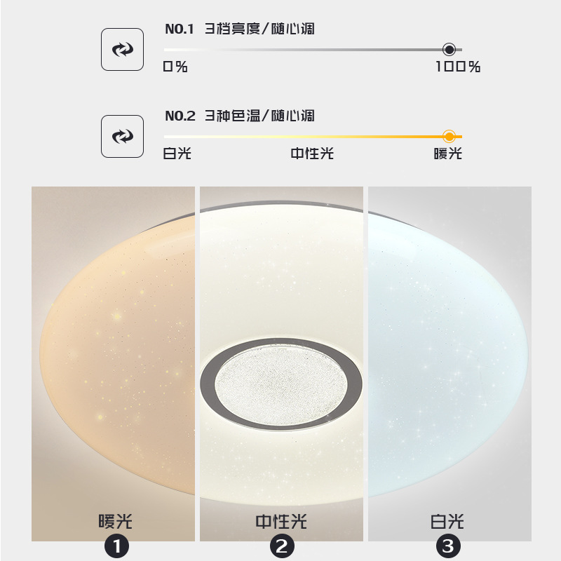 新款現(xiàn)代簡(jiǎn)約LED吸頂燈40CM圓形星點(diǎn)智能遙控臥室燈客廳燈飾照明
