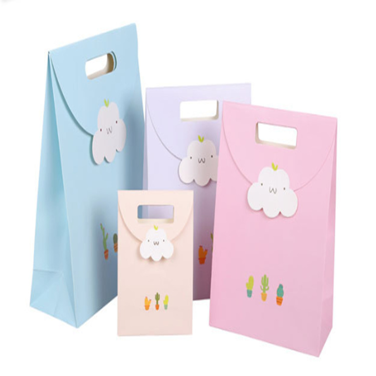 现货卡通浪漫黏贴翻盖礼品袋子生日礼物袋回礼手提袋