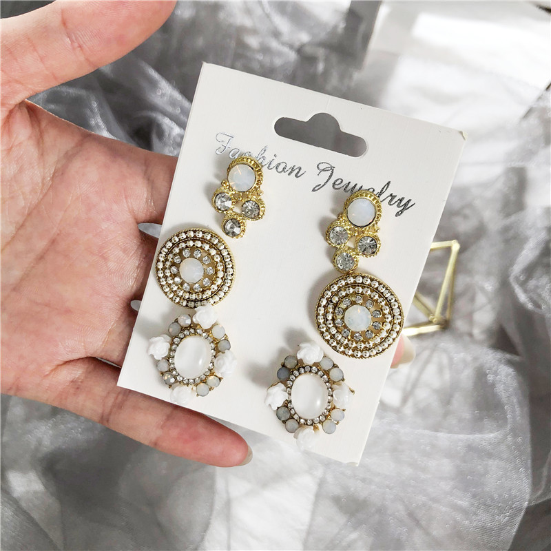 Bohemian Alloy Diamond Earrings Set display picture 2