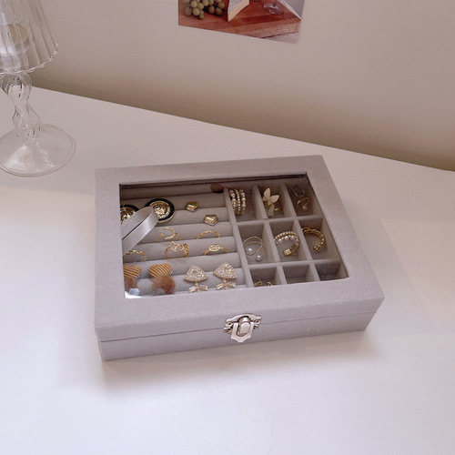 Internet celebrity ins style jewelry storage box large capacity high-end exquisite jewelry necklace earrings earrings ear stud box