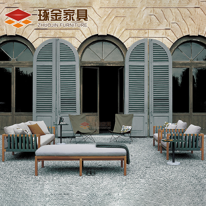 現代簡約戶外沙發組合多人藤編沙發酒店會所別墅陽台沙發休閒家具