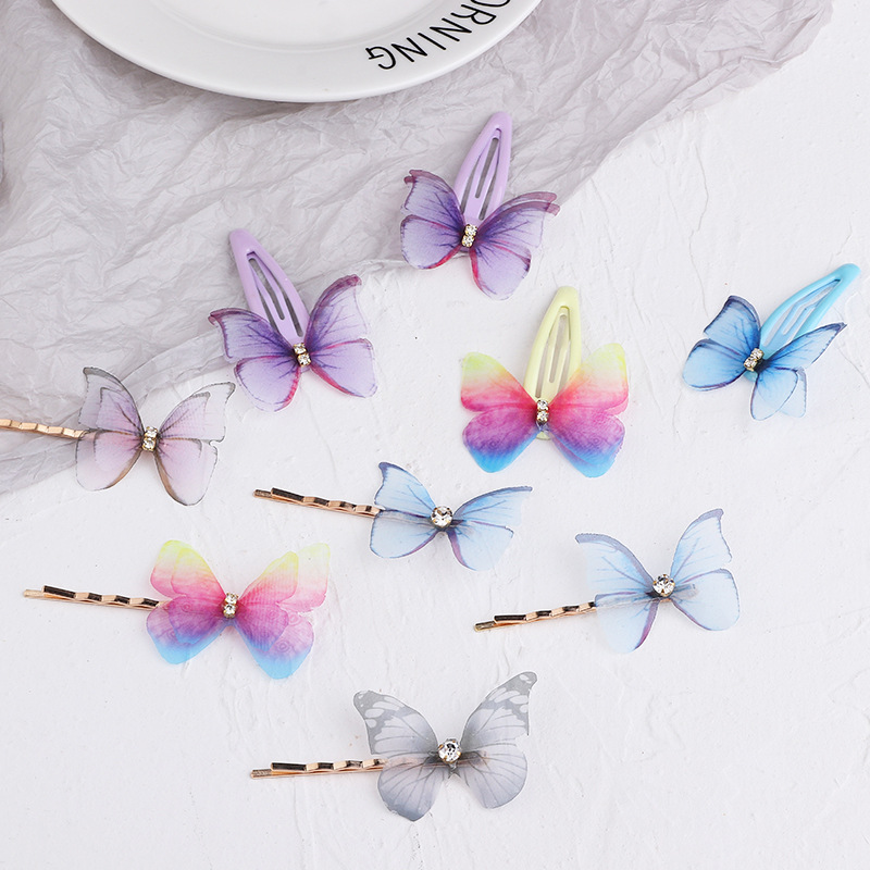 Korean  Children's Colorful Butterfly Bangs Word Clip Top Clip  Set display picture 6
