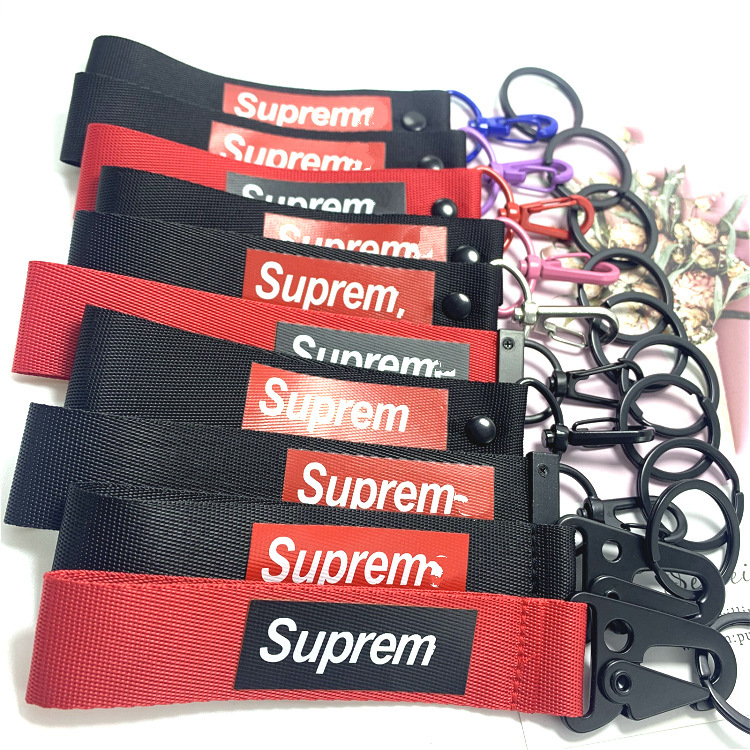 One-Piece Drop-Shipping Creative Keychain Supre Webbing Lanyard Trendy Brand Car Gift Metal Keychain Versatile One-Piece Drop-Shipping Creative Keychain Supre Webbing Lanyard Trendy Brand Car Gift Metal Keychain Versatile