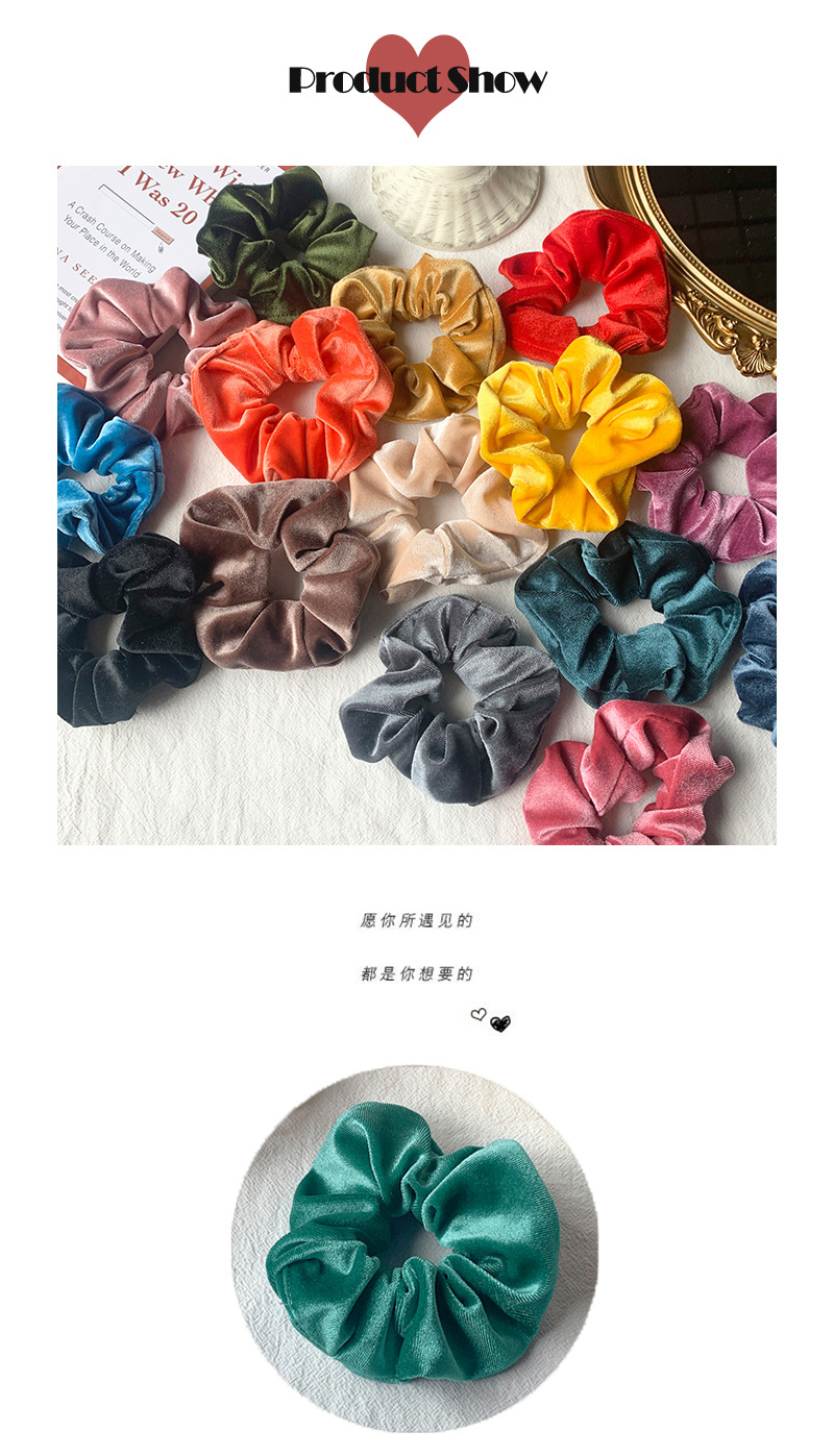 25g Weight Headwear Classification Women'S Gender Flocking Design Hot Hair Ring 46 Color Gold Velvet Large Intestine Hair Ring Head Flower Hair Scrunchies 无