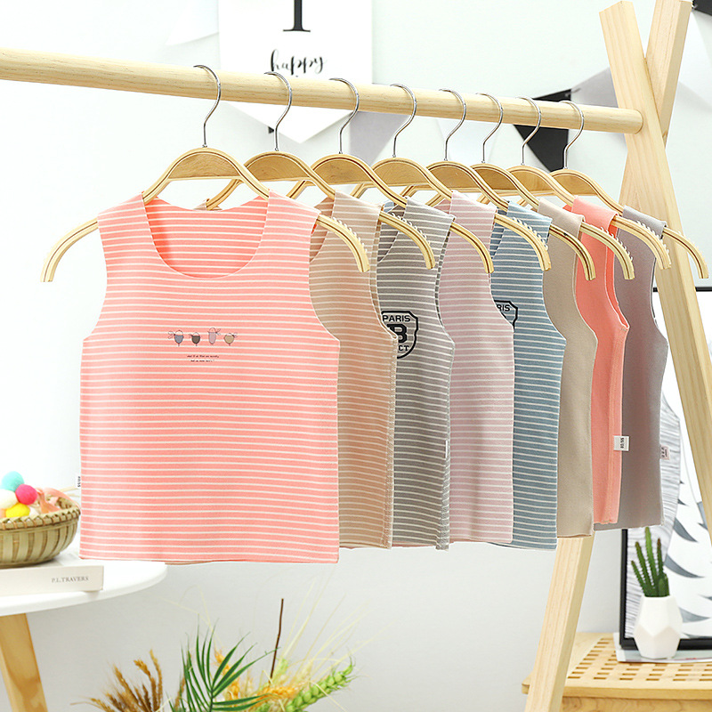 Chaleco térmico para niños, camiseta interior sin costuras, ropa interior de otoño e invierno, chaleco a rayas para niños y niñas, ropa infantil