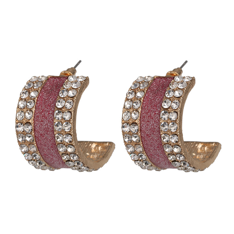 Fashion C Shape Diamond Alloy Acrylic Earrings Ear Studs display picture 9