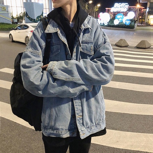 Autumn Men's Denim Jacket Korean Style Trendy Workwear Youth Hong Kong Style Loose BF Top Casual Versatile Outerwear