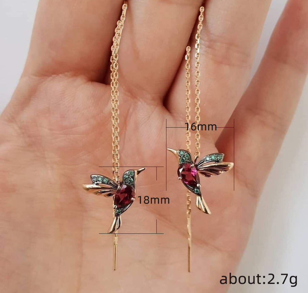 Fashion Bird Shaped Copper Inlaid Zircon Copper Earrings Wholesale display picture 1