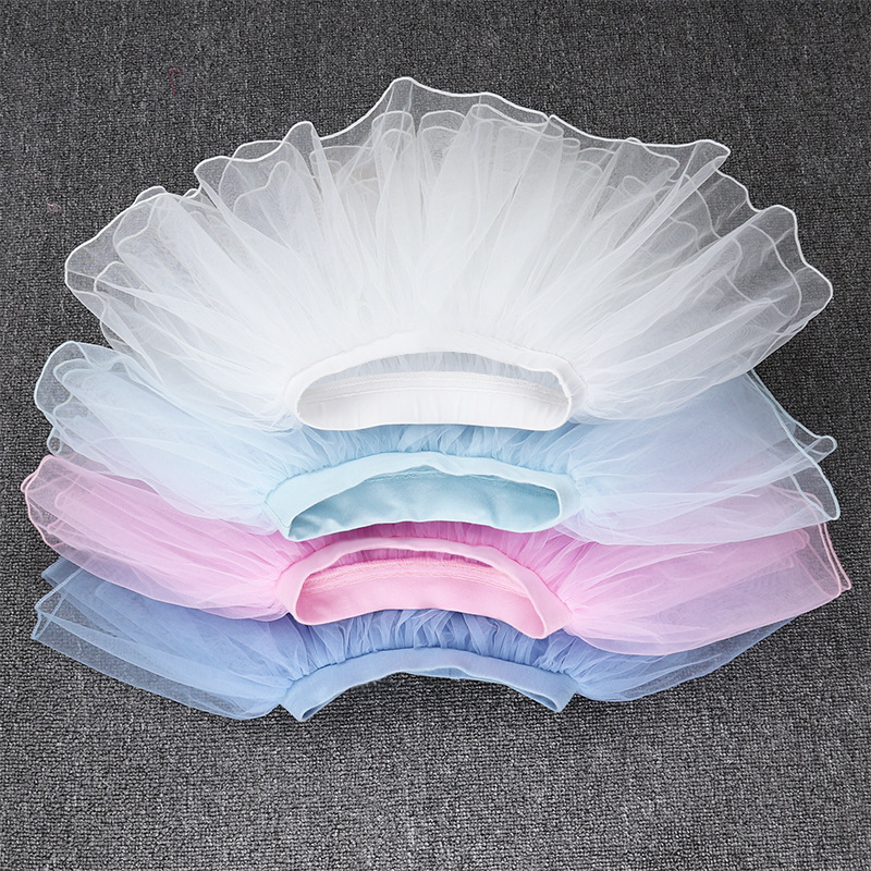 Children's Dance Half-length Vessel Skirt Tutu Ballet Training Skirt White Mesh Girl's Dance Pink Skirt