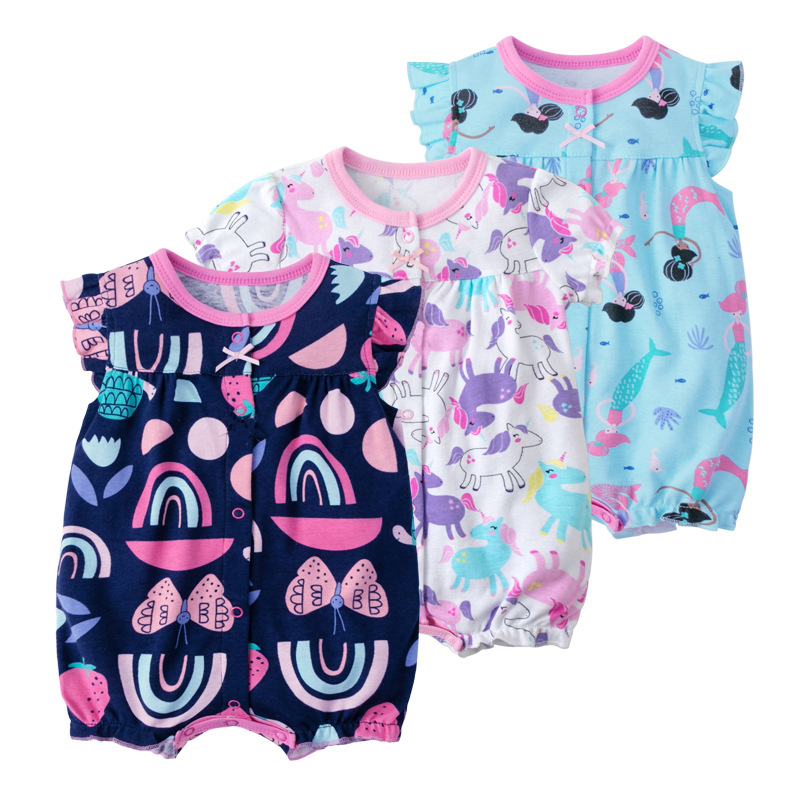 厂家直销婴儿连体衣夏季纯棉宝宝哈衣婴儿服装爆款短袖爬服童装|ms