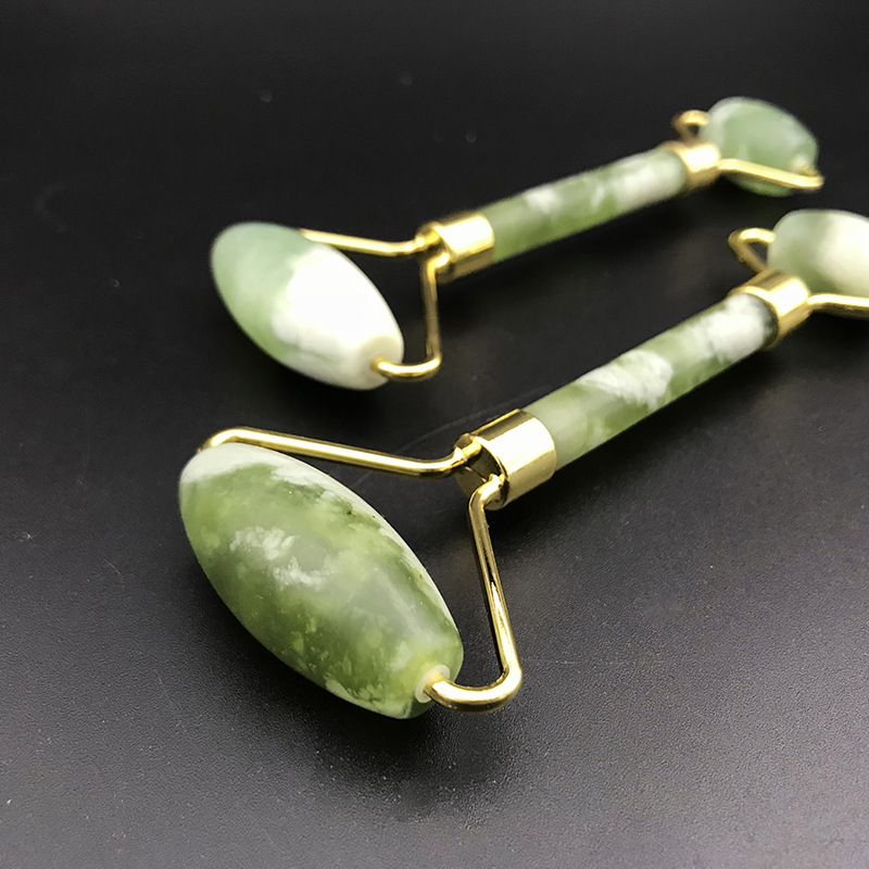 Xiuyu Jia Cui doble cabeza Jade belleza contenedor color cálido rodillo de masaje de aleación de zinc silenciador masajeador facial