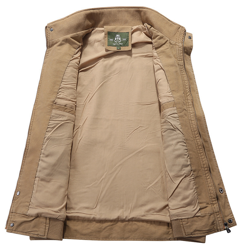 Multi-pocket frock cotton washed men's waistcoat outdoor mountaineering sleeveless waistcoat middle-aged photographer waistcoat wholesale