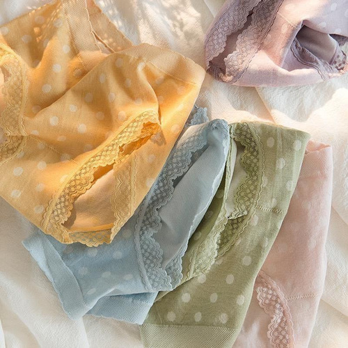 Ladies' Japanese-style cute mid-rise underwear, pure cotton, crotch antibacterial breathable summer thin set cotton triangle underwear for women